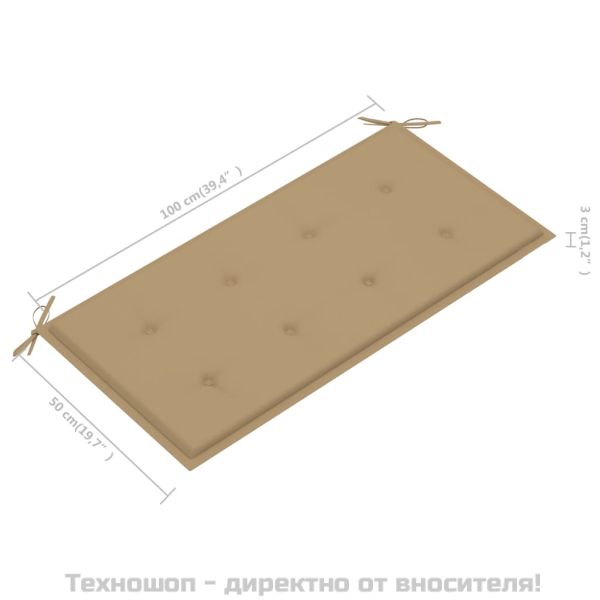 Възглавница за градинска пейка бежова 100x50x4 см оксфорд плат