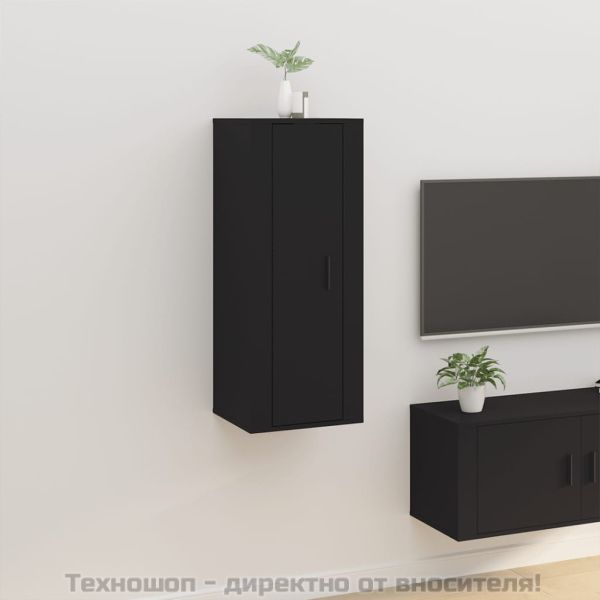 ТВ шкаф за стенен монтаж, черно, 40x34,5x100 см