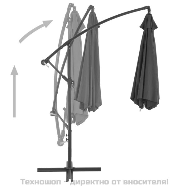 Конзолен градински чадър с алуминиев прът, 300 см, антрацит