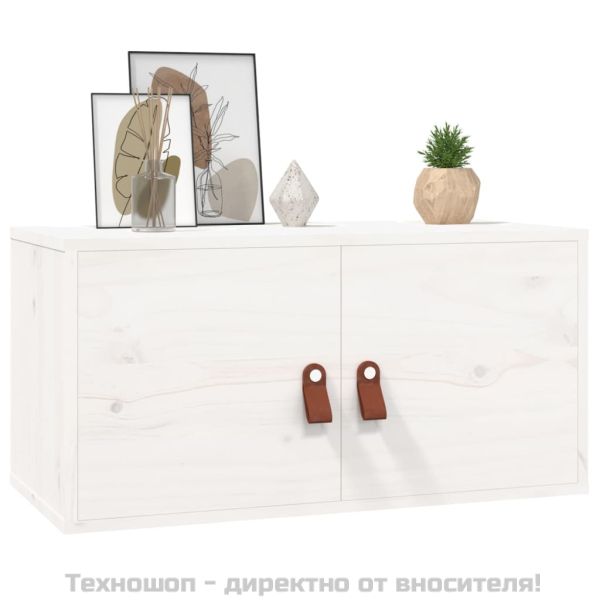 Стенен шкаф, бял, 60x30x30 см, борово дърво масив