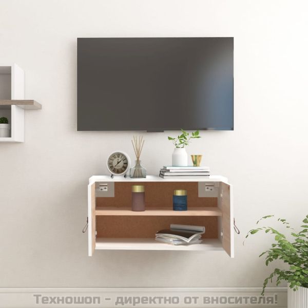 Стенен шкаф, бял, 60x30x30 см, борово дърво масив