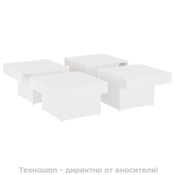Маса за кафе, бяла, 90x90x28 см, инженерно дърво