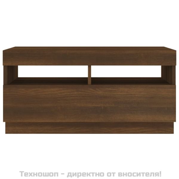 ТВ шкаф с LED осветление, кафяв дъб, 80x35x40 см