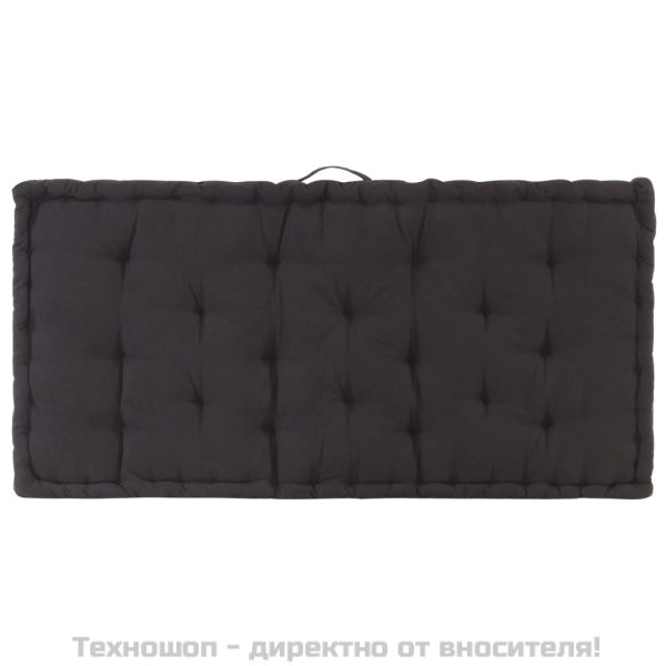 Палетна възглавница за под, памук, 120x80x10 см, черна