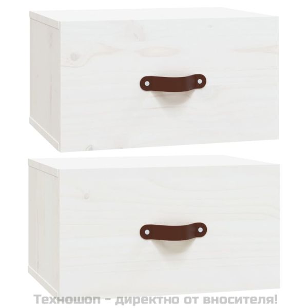 Нощни шкафчета за стенен монтаж, 2 бр, бели, 40x29,5x22 см