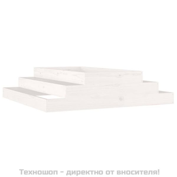 Плантер, бяла, 110x110x27 см, борово дърво масив