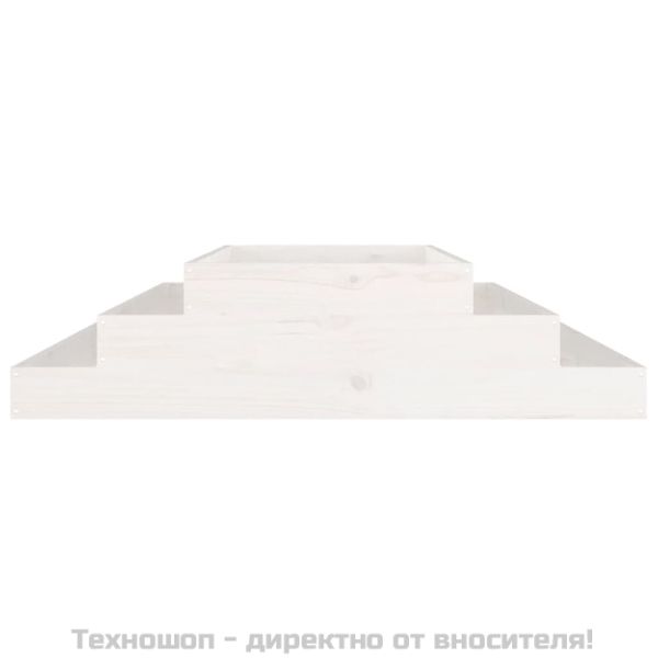 Плантер, бяла, 110x110x27 см, борово дърво масив