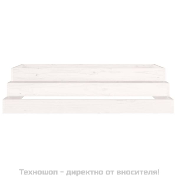 Плантер, бяла, 110x110x27 см, борово дърво масив