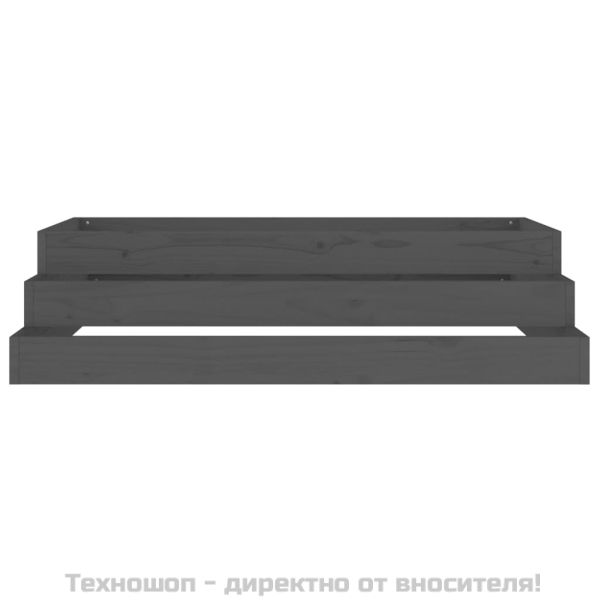 Плантер, сив, 110x110x27 см, борово дърво масив