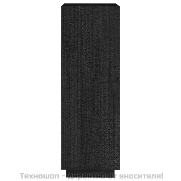 Библиотека/разделител за стая, черна, 40x35x103 см, бор масив