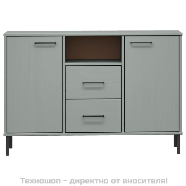 Бюфет с метални крака сива 113x40x77 см масивно дърво OSLO