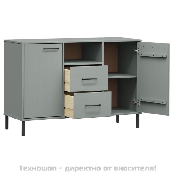 Бюфет с метални крака сива 113x40x77 см масивно дърво OSLO