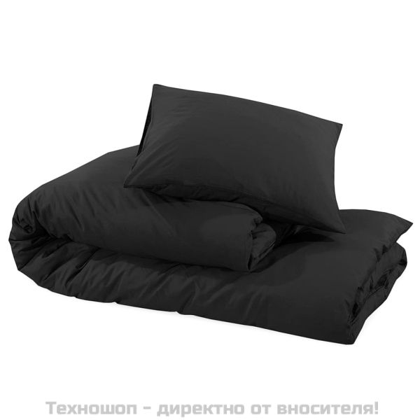 Комплект спално бельо, черно, 155x220 см, памук