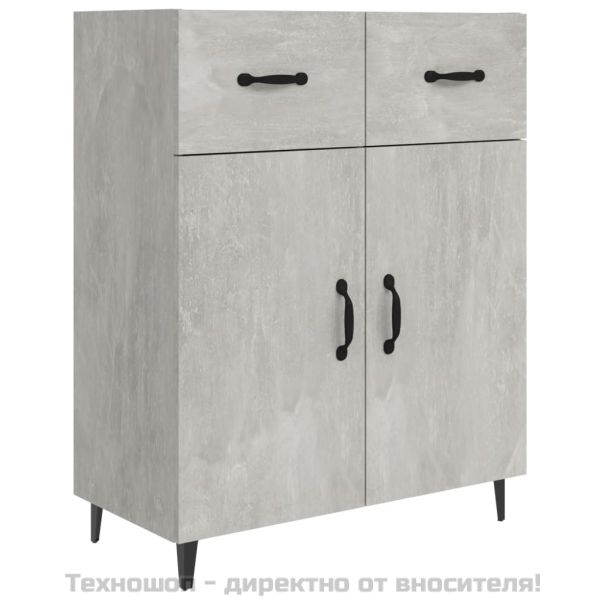 Сайдборд, бетонно сив, 69,5x34x90 см, инженерно дърво