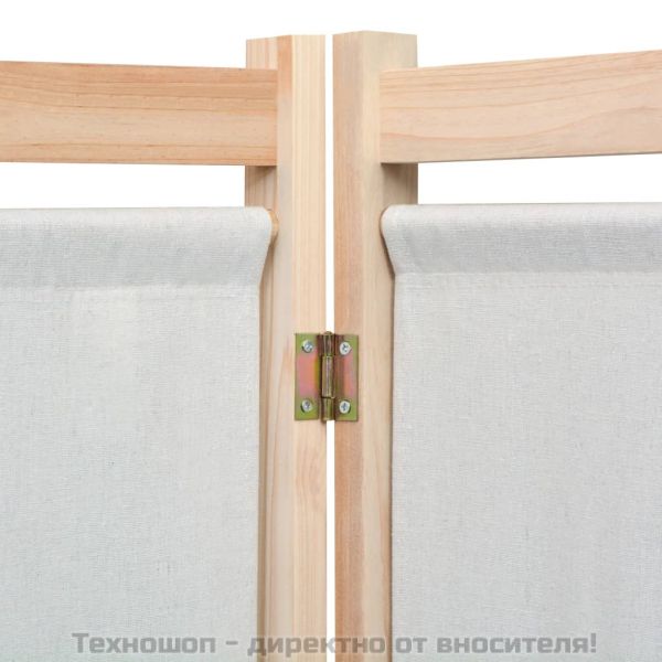 Параван за стая, 3 панела, кремав, 120x170x4 cм, текстил