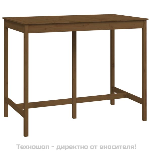 Бар маса, меденокафява, 140x80x110 см, борово дърво масив