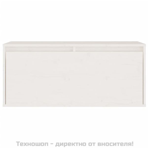 Стенен шкаф, бял, 80x30x35 см, борово дърво масив