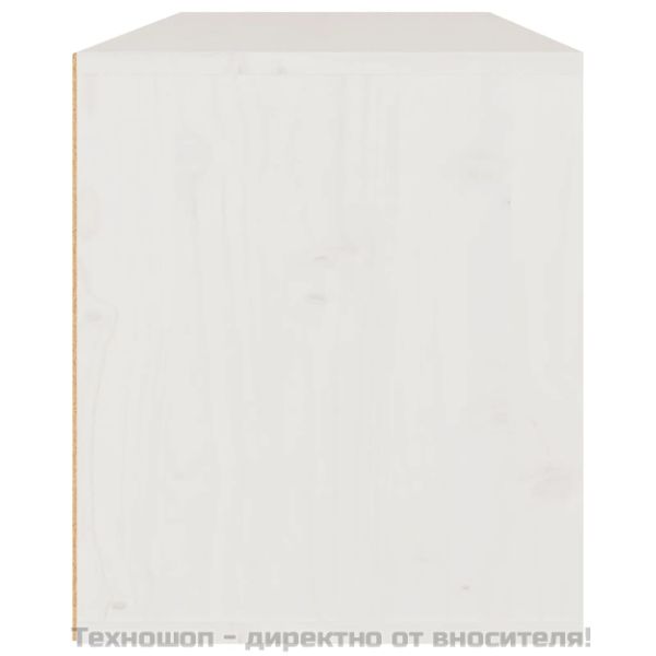 Стенен шкаф, бял, 80x30x35 см, борово дърво масив