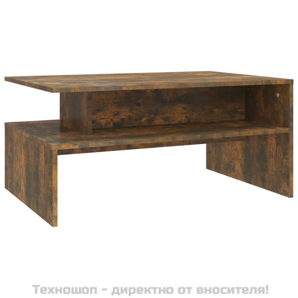 Кафе маса, опушен дъб, 90x60x42,5 см, инженерно дърво