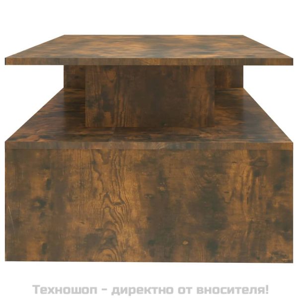 Кафе маса, опушен дъб, 90x60x42,5 см, инженерно дърво