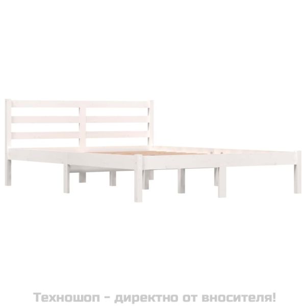 Рамка за легло, бор масив, 135x190 см, бяла, Double