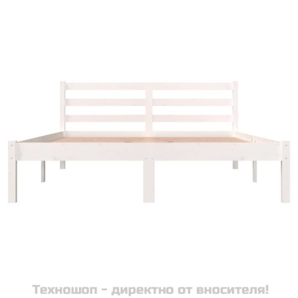 Рамка за легло, бор масив, 135x190 см, бяла, Double