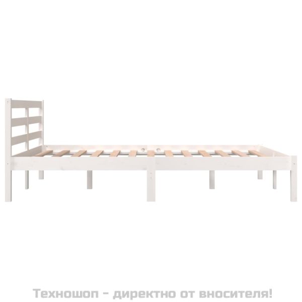 Рамка за легло, бор масив, 135x190 см, бяла, Double