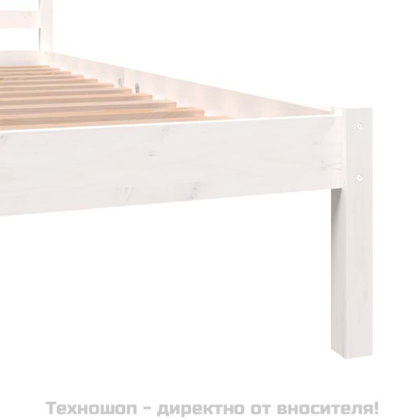 Рамка за легло, бор масив, 135x190 см, бяла, Double