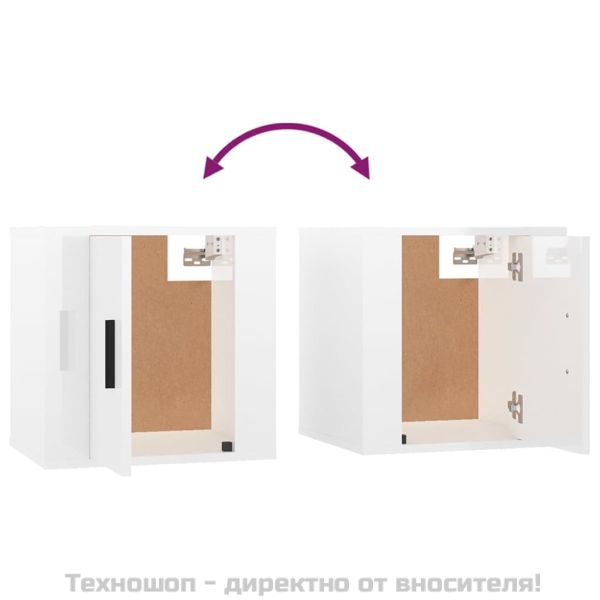 ТВ шкаф за стенен монтаж, бял гланц, 40x34,5x40 см