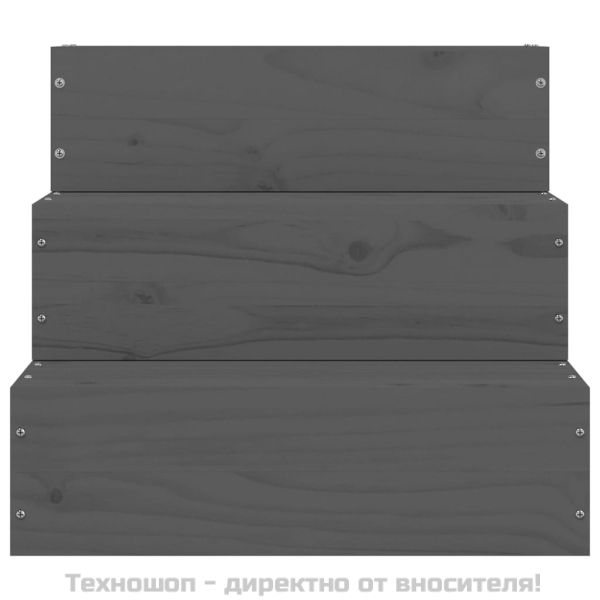 Стълба за домашни любимци сива 40x37,5x35 см бор масив