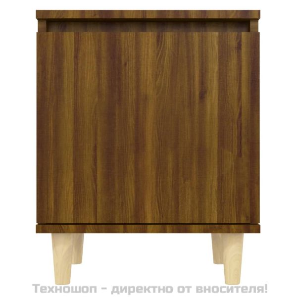 Нощно шкафче с крака дървен масив, кафяв дъб, 40x30x50 см