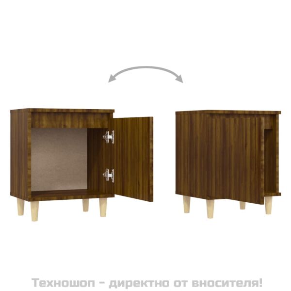 Нощно шкафче с крака дървен масив, кафяв дъб, 40x30x50 см