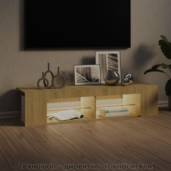 ТВ шкаф с LED осветление, дъб сонома, 135x39x30 см