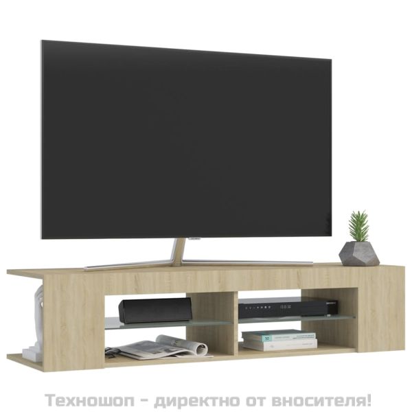 ТВ шкаф с LED осветление, дъб сонома, 135x39x30 см