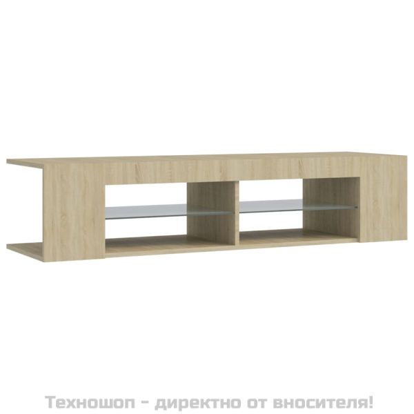 ТВ шкаф с LED осветление, дъб сонома, 135x39x30 см