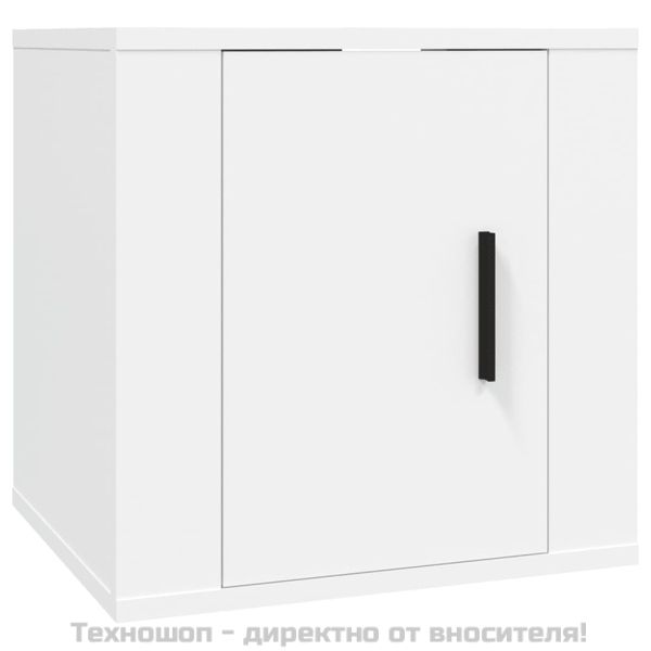 ТВ шкаф за стенен монтаж, бял, 40x34,5x40 см