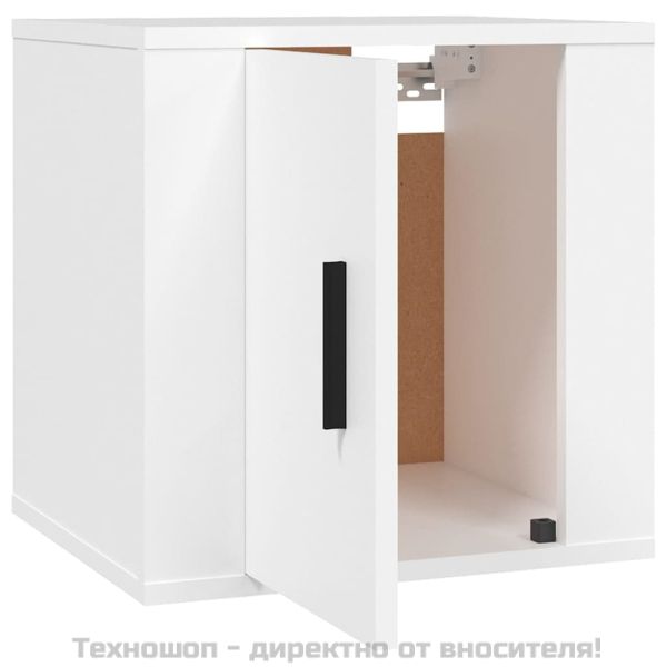 ТВ шкаф за стенен монтаж, бял, 40x34,5x40 см