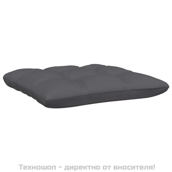 Градинска табуретка с възглавница антрацит, черна, бор масив