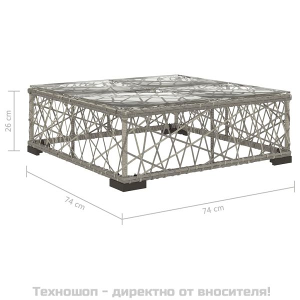 Градински комплект с възглавници, 6 части, полиратан, сив