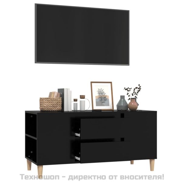 ТВ шкаф, черен, 102x44,5x50 см, инженерно дърво