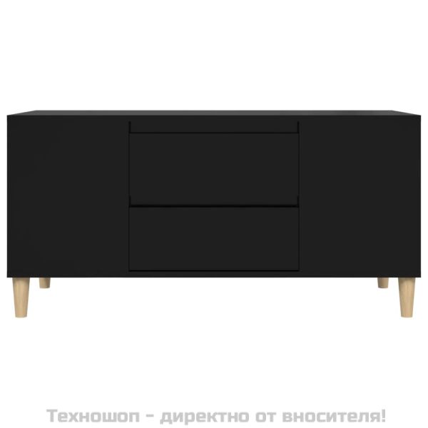 ТВ шкаф, черен, 102x44,5x50 см, инженерно дърво