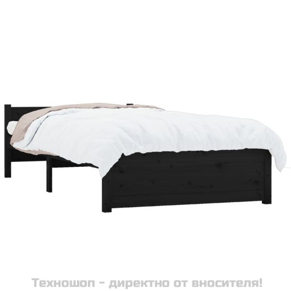 Рамка за легло, черна, масивно дърво, 90х200 см