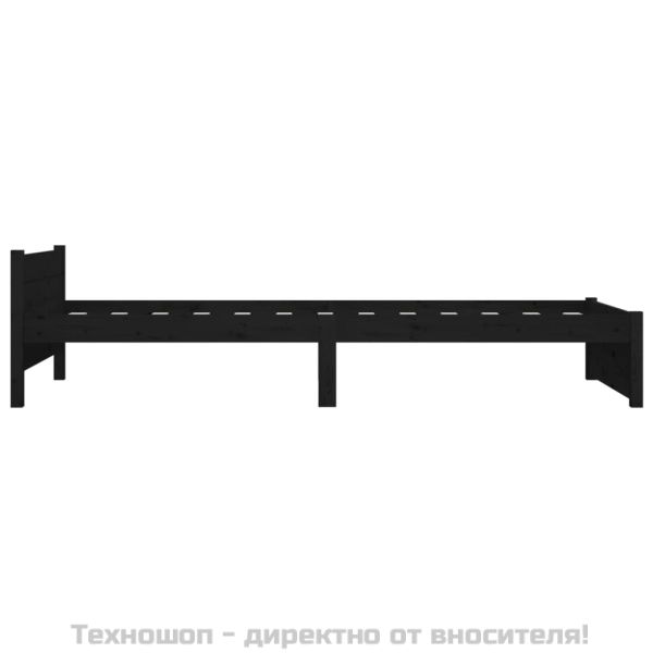 Рамка за легло, черна, масивно дърво, 90х200 см