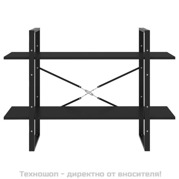 2-етажна библиотека, черна, 100x30x70 см, инженерно дърво