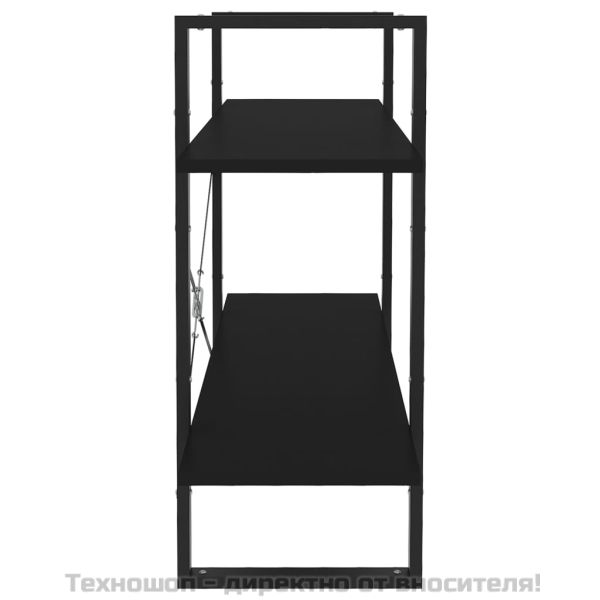 2-етажна библиотека, черна, 100x30x70 см, инженерно дърво