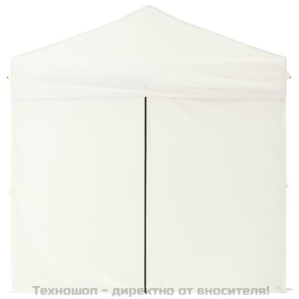 Сгъваема парти палатка със странични стени, кремава, 2x2 м