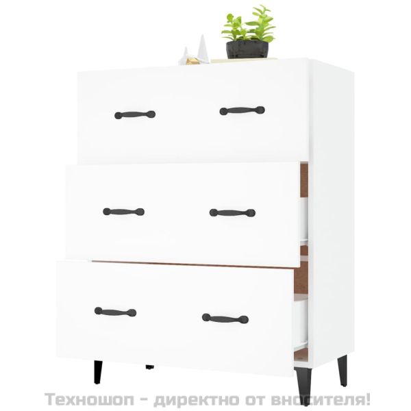 Сайдборд, бял, 69,5x34x90 см, инженерно дърво