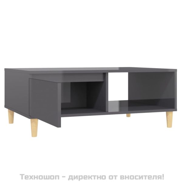 Маса за кафе, сив гланц, 90x60x35 см, инженерно дърво