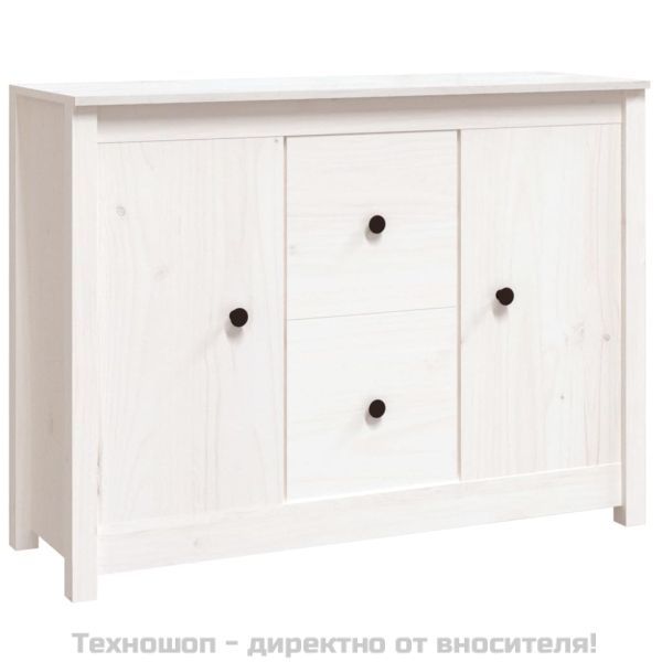 Сайдборд, бял, 100x35x74 см, бор масив