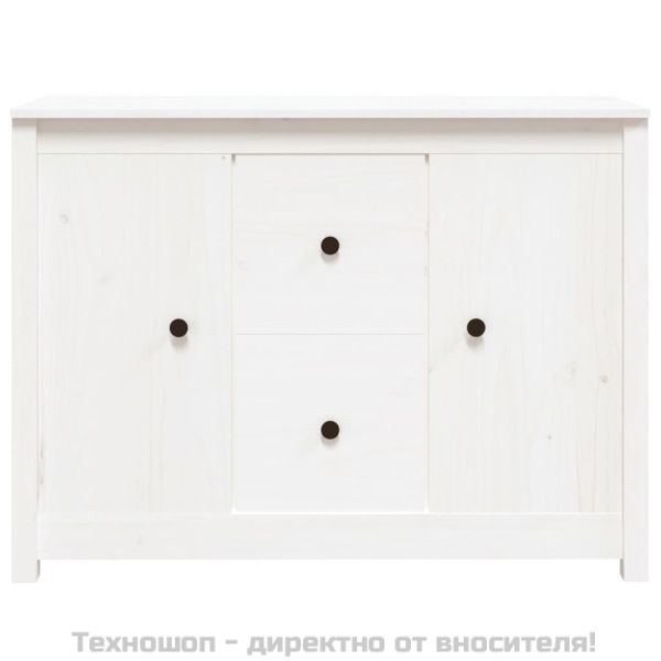 Сайдборд, бял, 100x35x74 см, бор масив